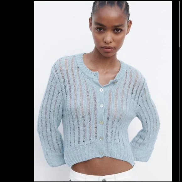 🩵OPEN KNIT CARDIGAN - Picture 3 of 13